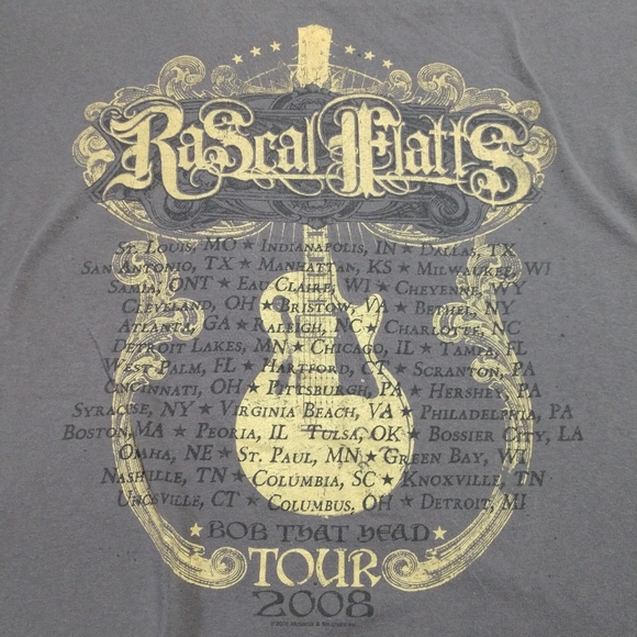 Men's Large Cutoff 2008 Rascal Flatts Tour T-shirt Fair Condition, Light Fading - Picture 7 of 8